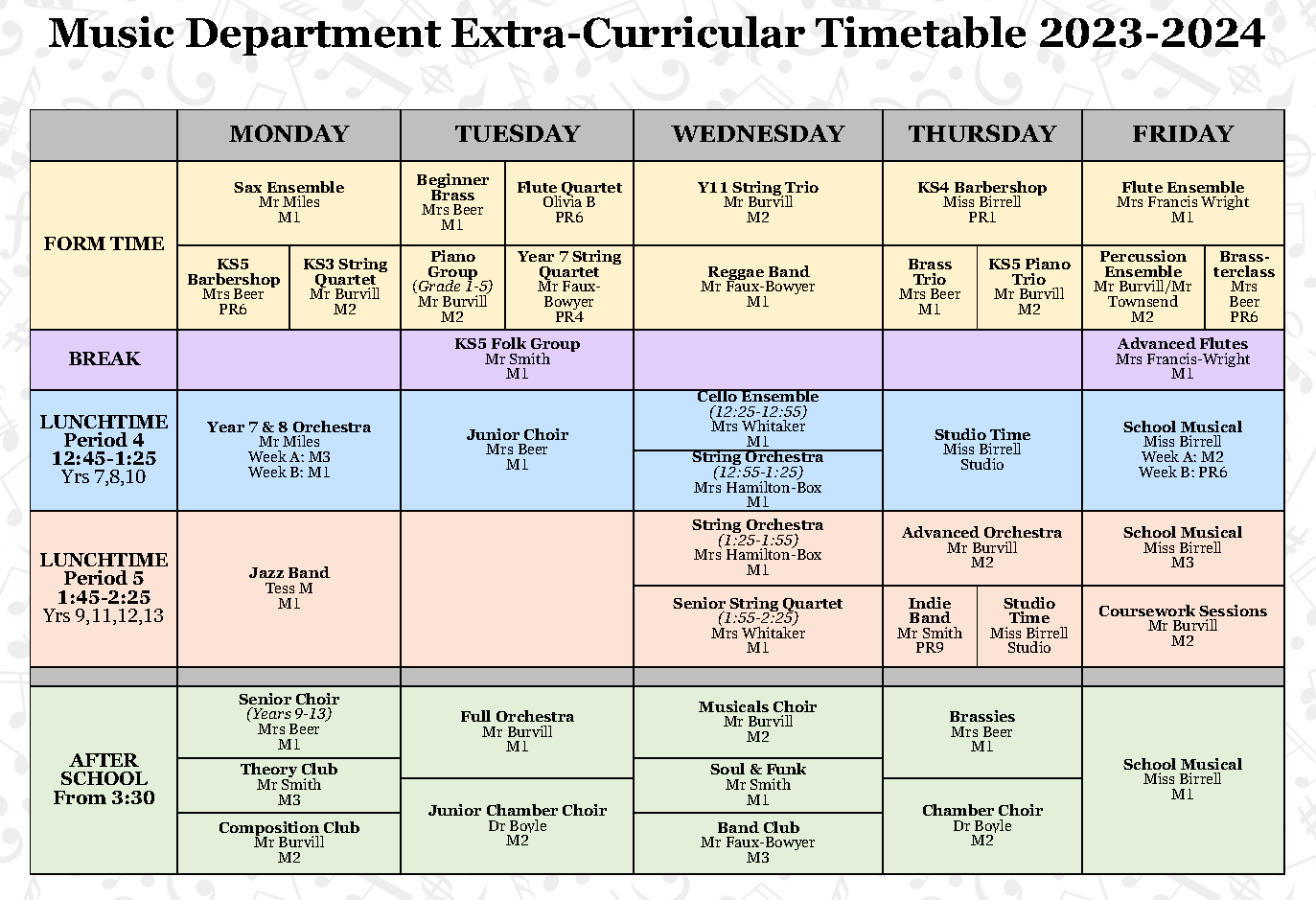 Music Dept Extracurricular Timetable 2023 24 Crop