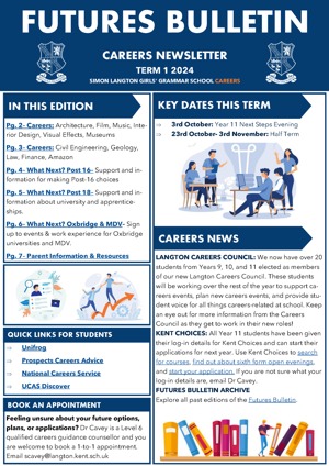 Cover Pages from Futures Bulletin Term 1 KS4