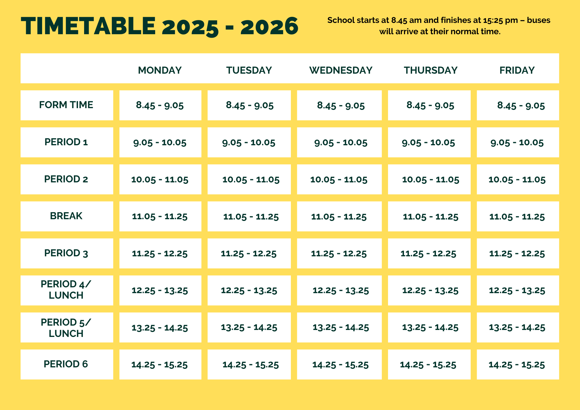 Copy of Timetable 2025 26